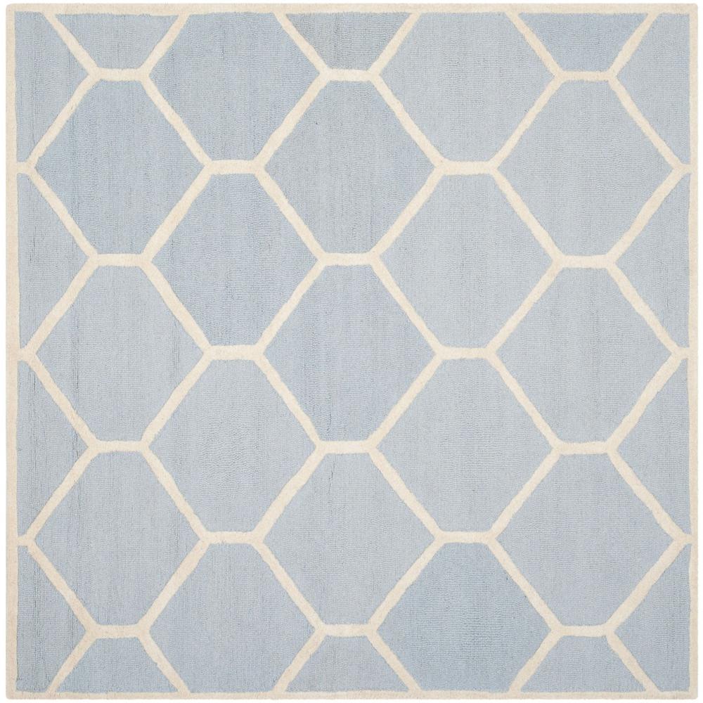 CAMBRIDGE, LIGHT BLUE / IVORY, 8' X 8' Square, Area Rug, CAM144A-8SQ