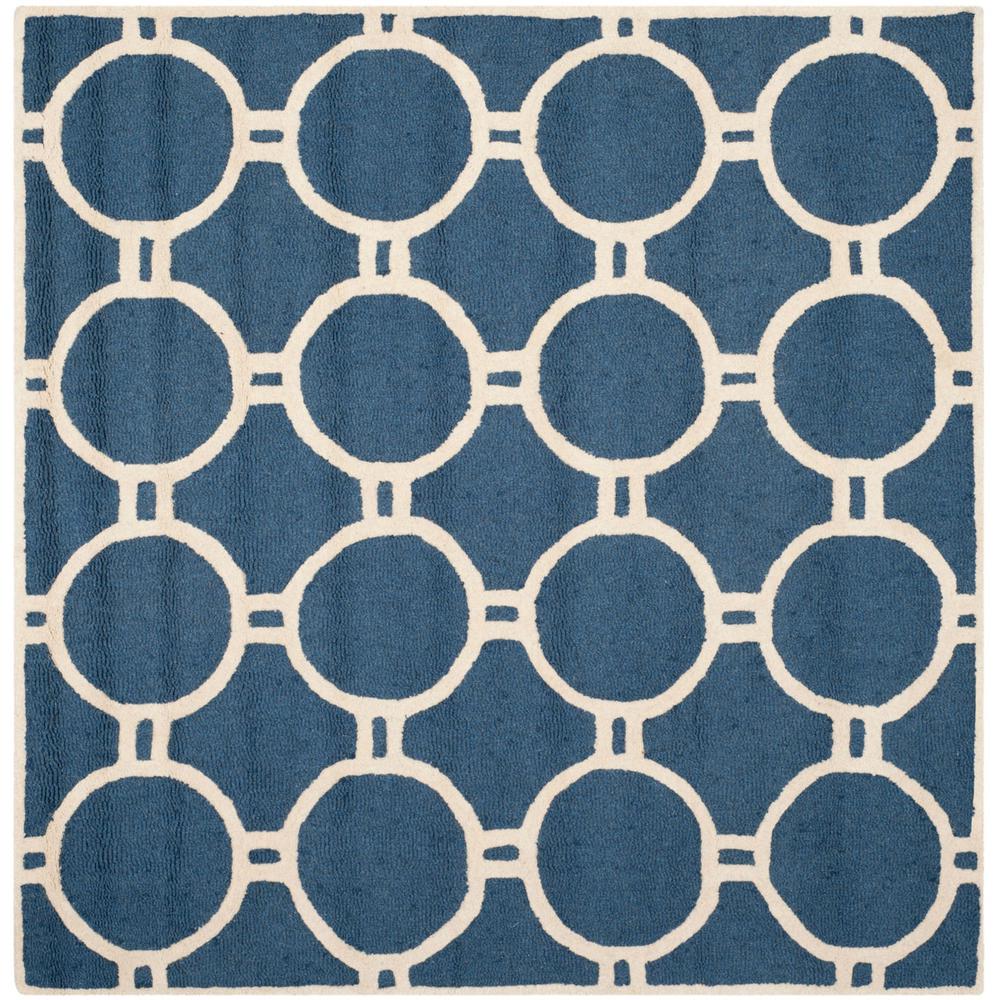 CAMBRIDGE, NAVY BLUE / IVORY, 8' X 8' Square, Area Rug, CAM145G-8SQ