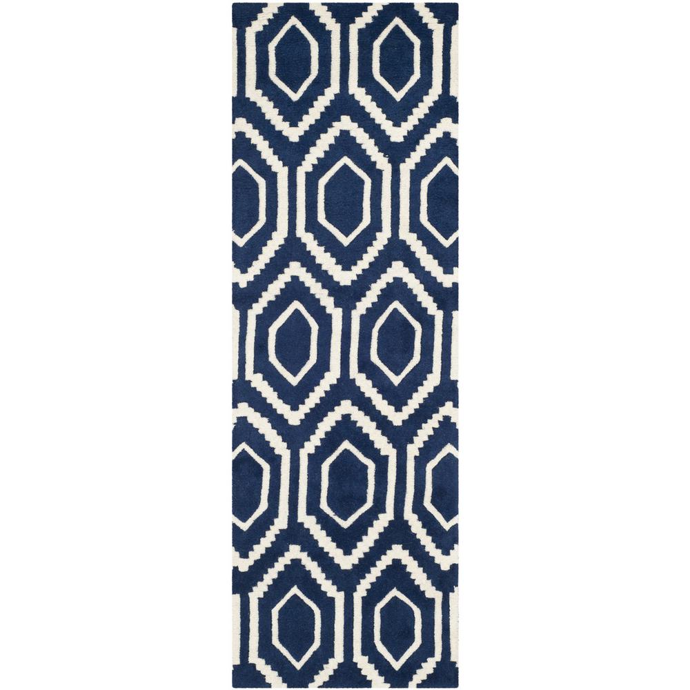 CHATHAM, DARK BLUE / IVORY, 2'-3" X 7', Area Rug, CHT731C-27