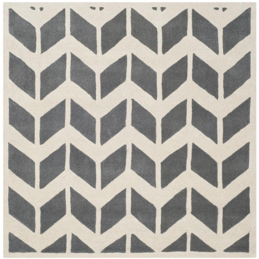 CHATHAM, DARK GREY / IVORY, 5' X 5' Square, Area Rug, CHT746D-5SQ