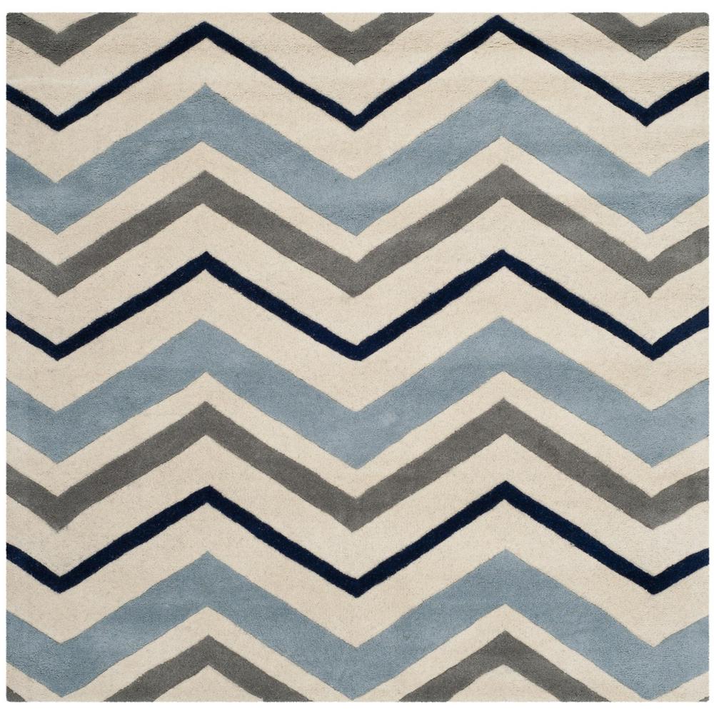 CHATHAM, IVORY / DARK GREY, 5' X 5' Square, Area Rug, CHT749X-5SQ