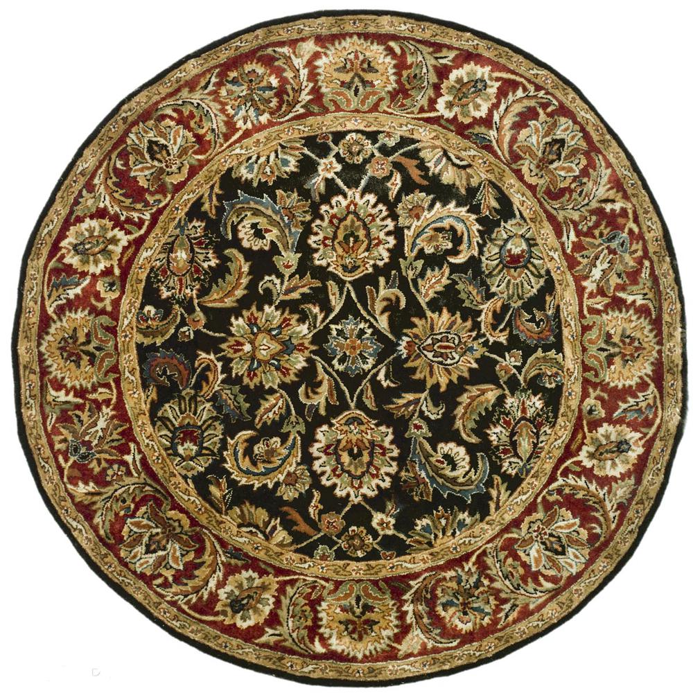 CLASSIC, DARK OLIVE / RED, 8' X 8' Round, Area Rug