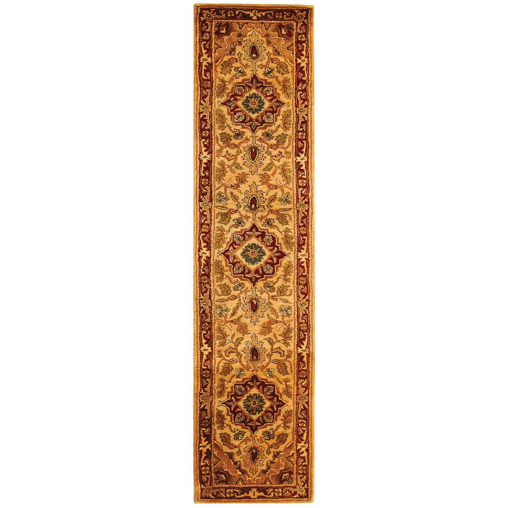 CLASSIC, LIGHT GOLD / RED, 2'-3" X 12', Area Rug