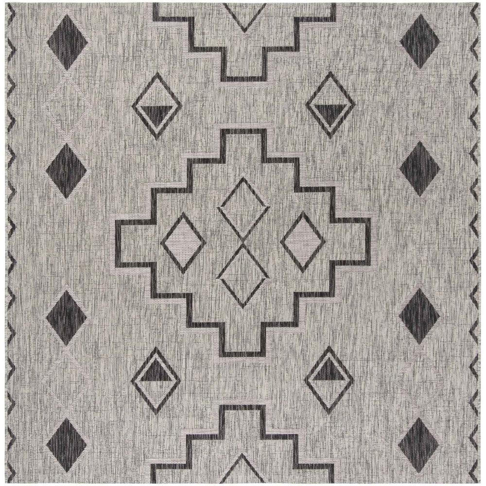 COURTYARD, GREY / BLACK, 6'-7" X 6'-7" Square, Area Rug, CY8533-37612-7SQ