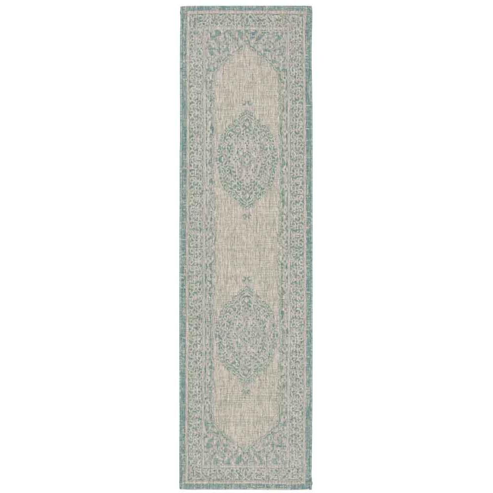 COURTYARD, LIGHT GREY / AQUA, 2'-3" X 8', Area Rug, CY8751-37112-28