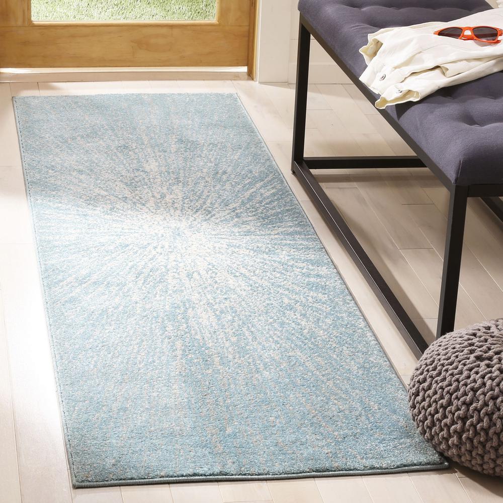 EVOKE, AQUA / IVORY, 2'-2" X 13', Area Rug