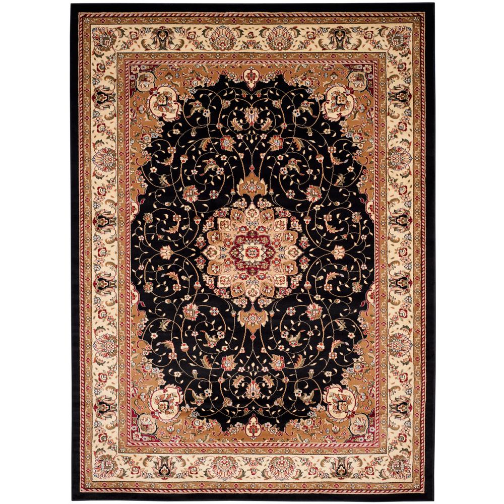 LYNDHURST, BLACK / IVORY, 7'-9" X 9'-9", Area Rug