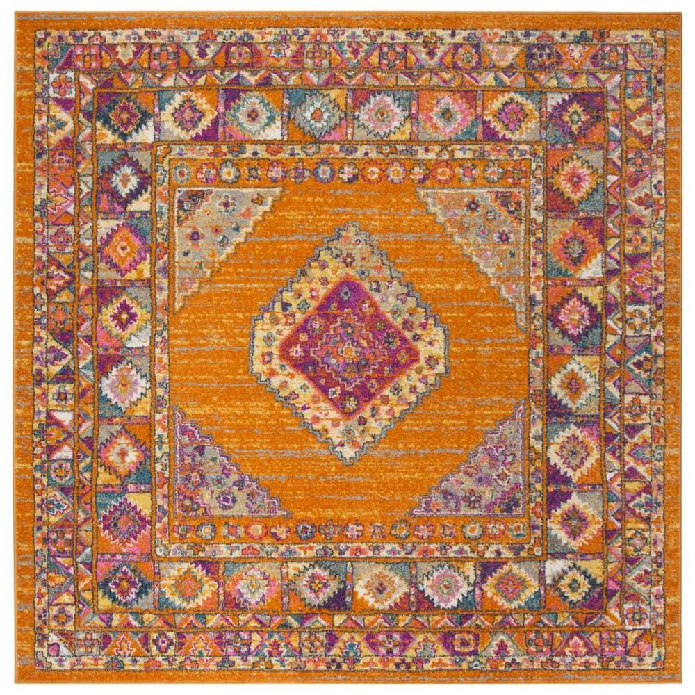 MADISON, ORANGE / FUCHSIA, 6'-7" X 6'-7" Square, Area Rug