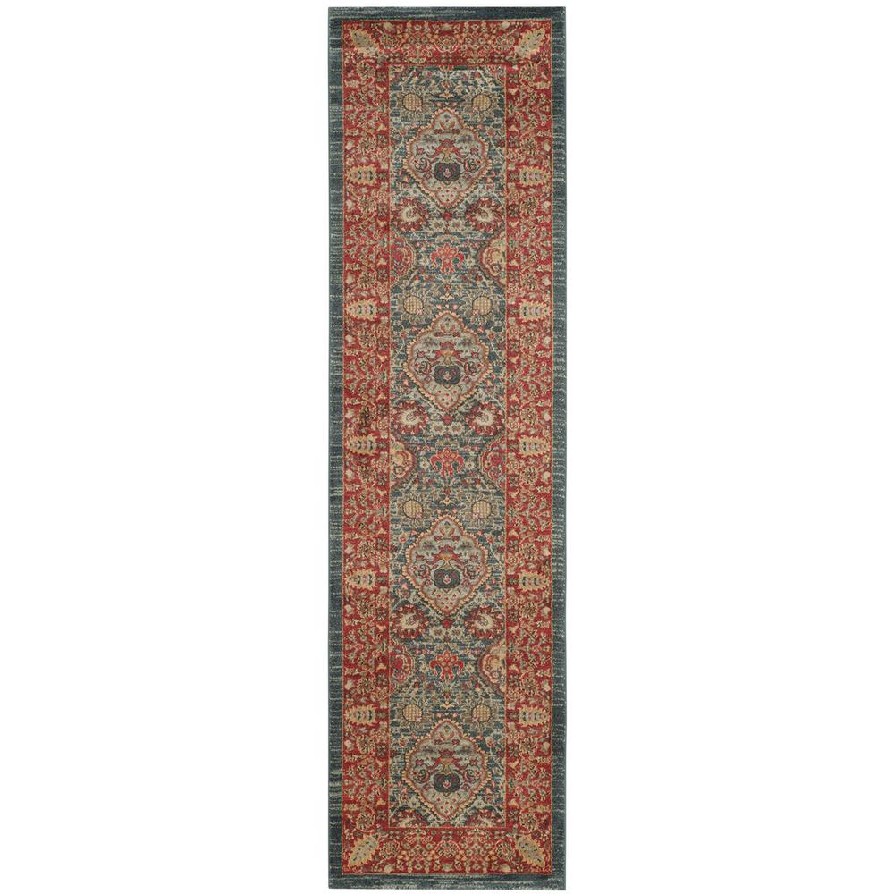 MAHAL, NAVY / RED, 2'-2" X 12', Area Rug, MAH655C-212