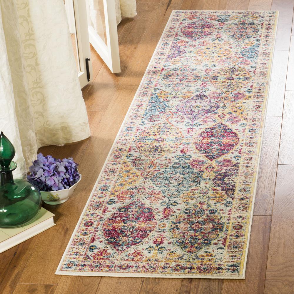MERLOT 100, CREAM / MULTI, 2' X 12', Area Rug