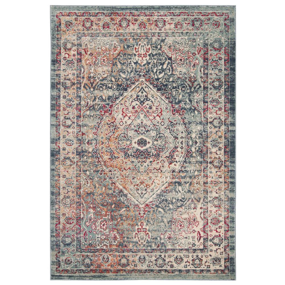 MERLOT 300, NAVY / AQUA, 5' X 7', Area Rug, MER314N-5