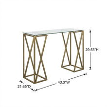 Glass Top Office Desk With Gold Metal Frame And 29.53-Inch Leg Height