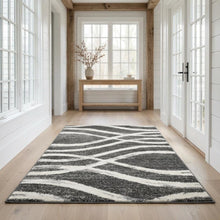 Charcoal and Ivory Area Rug, Power Loomed Polypropylene Pile, Small Rectangle