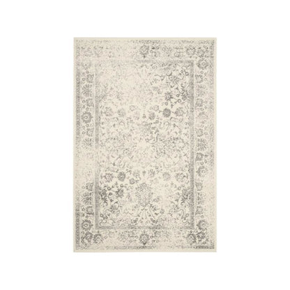 Ivory and Silver Area Rug with Power Loomed Design and Plush Polypropylene Pile