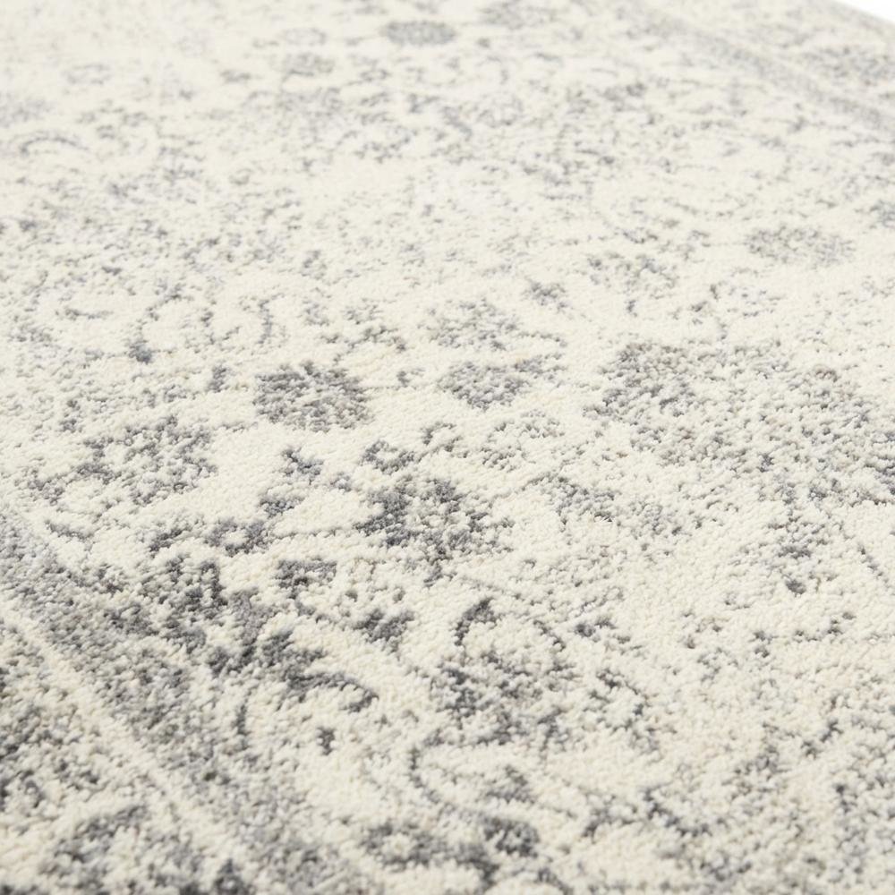 Ivory and Silver Area Rug with Power Loomed Design and Plush Polypropylene Pile