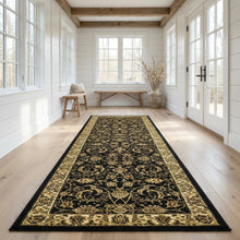 Black and Ivory Area Rug, Power-Loomed Polypropylene, Jute Backing, Runner Shape