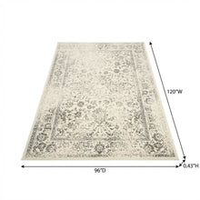 Ivory and Silver Area Rug with Power Loomed Design and Plush Polypropylene Pile