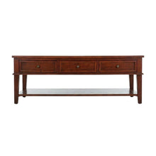 Sepia Brown Coffee Table with Storage Drawers and Shelf, Wood Frame
