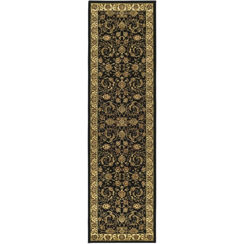 Black and Ivory Area Rug, Power-Loomed Polypropylene, Jute Backing, Runner Shape