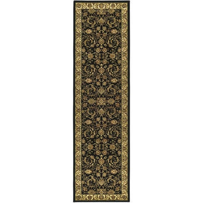 Black and Ivory Area Rug, Power-Loomed Polypropylene, Jute Backing, Runner Shape