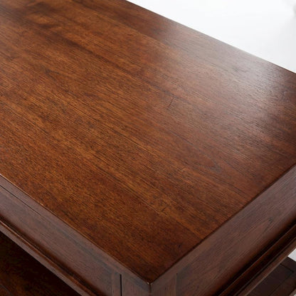 Sepia Brown Coffee Table with Storage Drawers and Shelf, Wood Frame