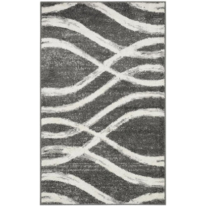 Charcoal and Ivory Area Rug, Power Loomed Polypropylene Pile, Small Rectangle