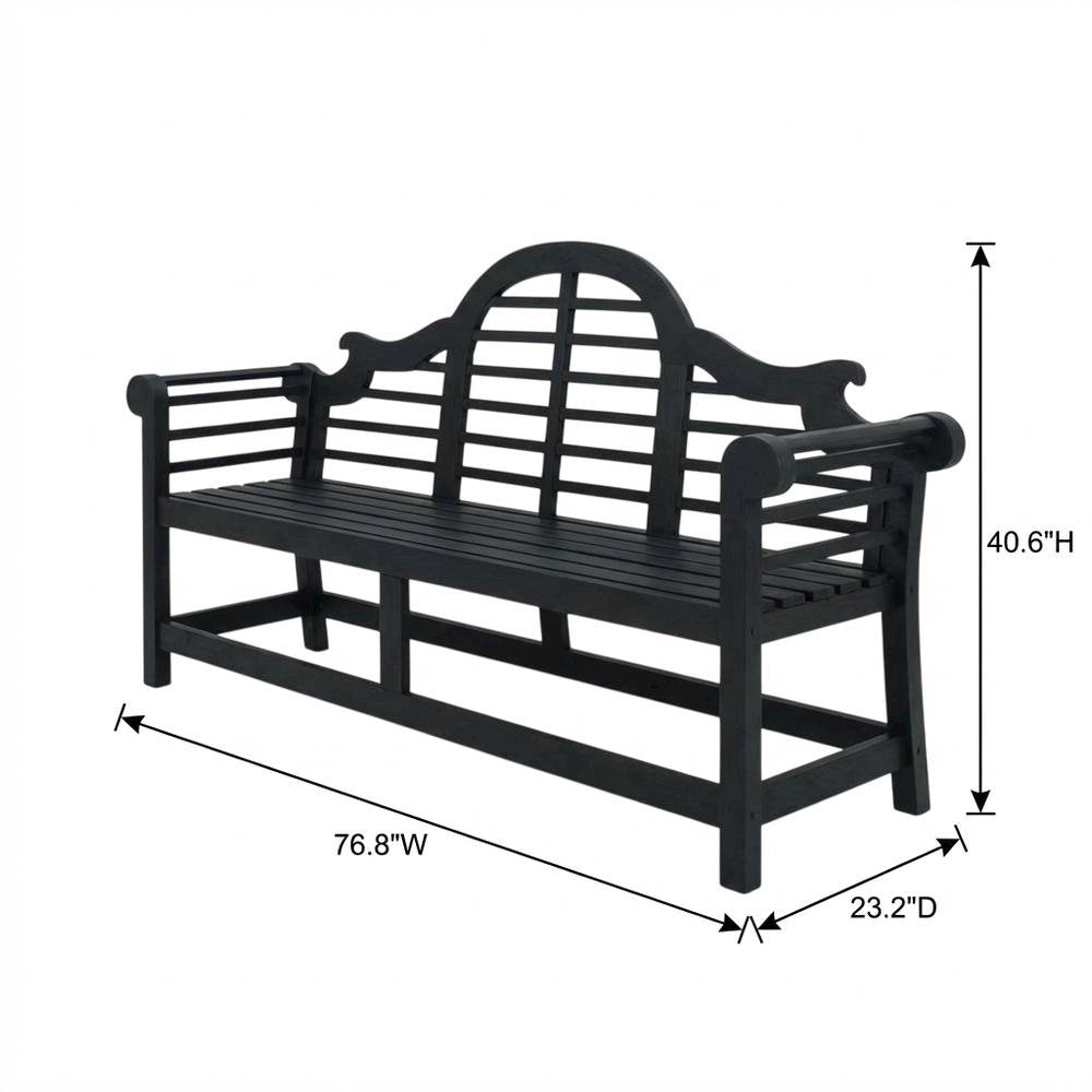 Dark Slate Grey Acacia Bench with Galvanized Steel Frame for Outdoor Use