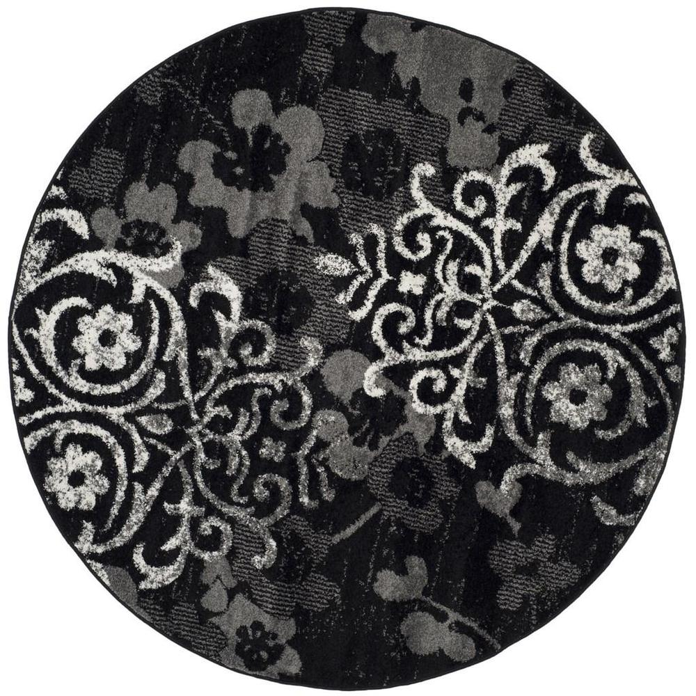 Adirondack, BLACK / SILVER, 8' X 8' Round, Area Rug