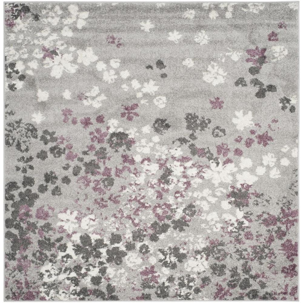 Adirondack, LIGHT GREY / PURPLE, 8' X 8' Square, Area Rug, ADR115M-8SQ