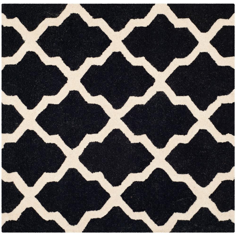 CAMBRIDGE, BLACK / IVORY, 8' X 8' Square, Area Rug, CAM121E-8SQ