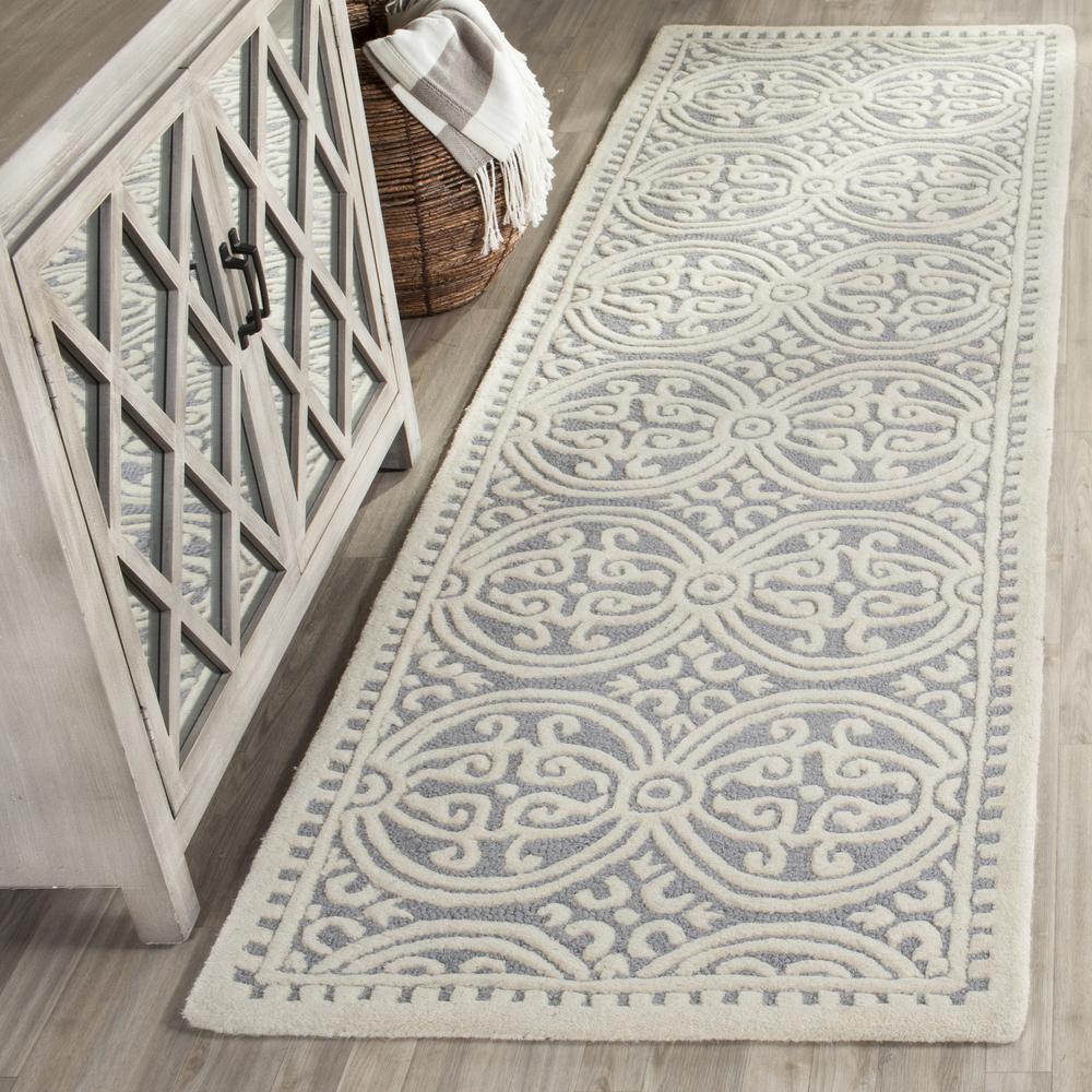 CAMBRIDGE, SILVER / IVORY, 2'-6" X 20', Area Rug, CAM123D-220