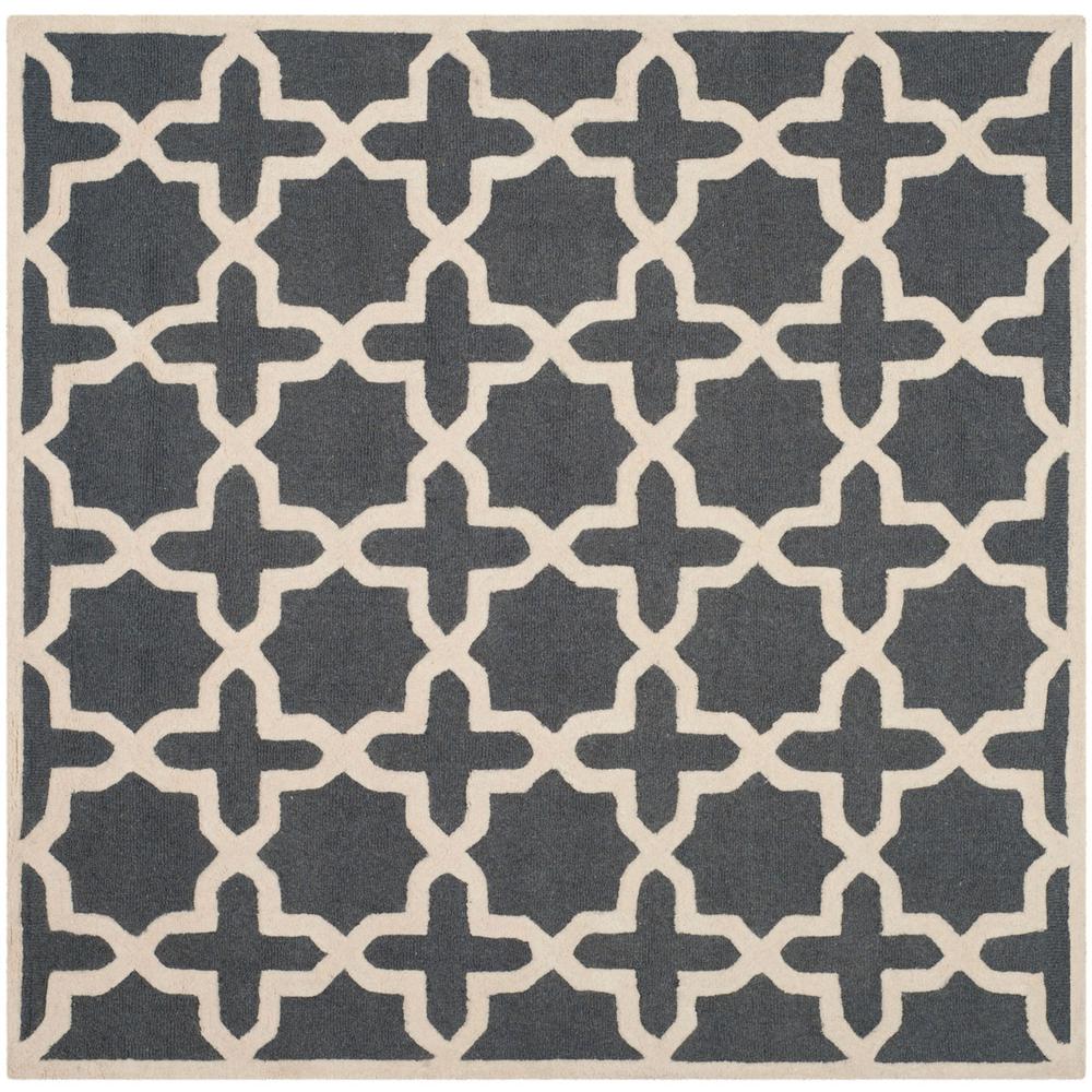 CAMBRIDGE, DARK GREY / IVORY, 8' X 8' Square, Area Rug, CAM125X-8SQ