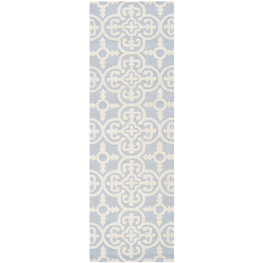 CAMBRIDGE, LIGHT BLUE / IVORY, 2'-6" X 12', Area Rug, CAM133A-212