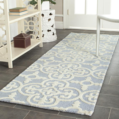 CAMBRIDGE, LIGHT BLUE / IVORY, 2'-6" X 12', Area Rug, CAM133A-212