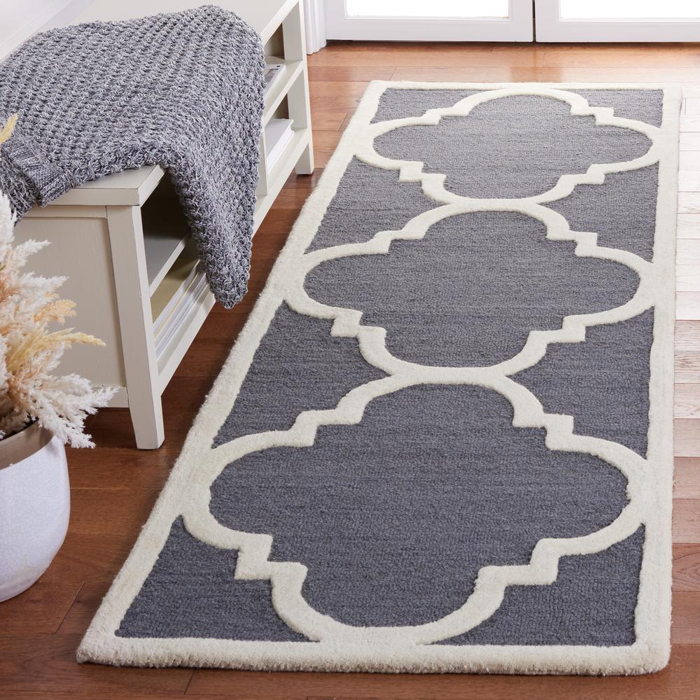 CAMBRIDGE, DARK GREY / IVORY, 2'-6" X 10', Area Rug, CAM140X-210