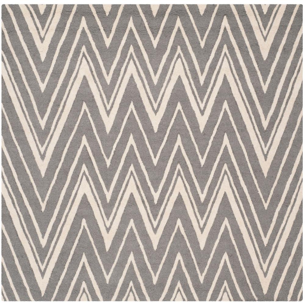 CAMBRIDGE, DARK GREY / IVORY, 8' X 8' Square, Area Rug, CAM711D-8SQ