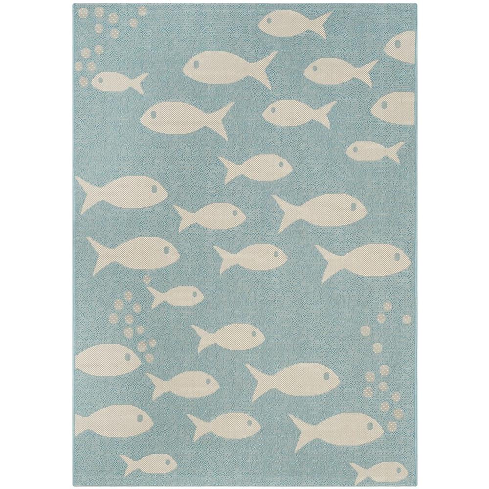 COURTYARD, AQUA / BEIGE, 8' X 11', Area Rug, CY6012-223-8