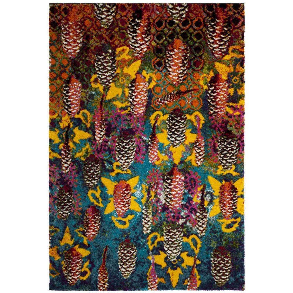 FIESTA SHAG, TURQUOISE / MULTI, 6'-7" X 9'-2", Area Rug, FSG369K-6