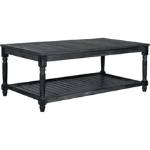 Dark Slate Grey Outdoor Coffee Table with Stain Finish and Steel Accents