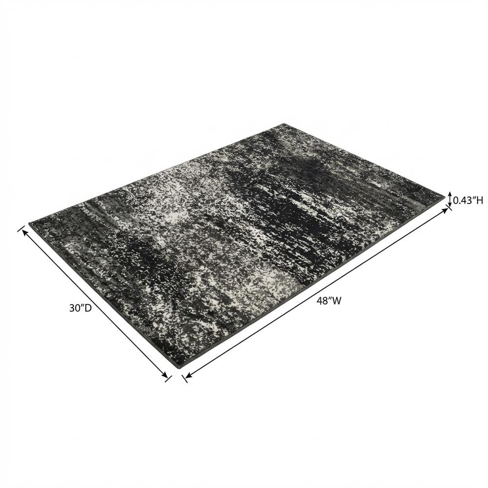 Gray and Black Area Rug with Power Loomed Polypropylene Pile for Accent Spaces