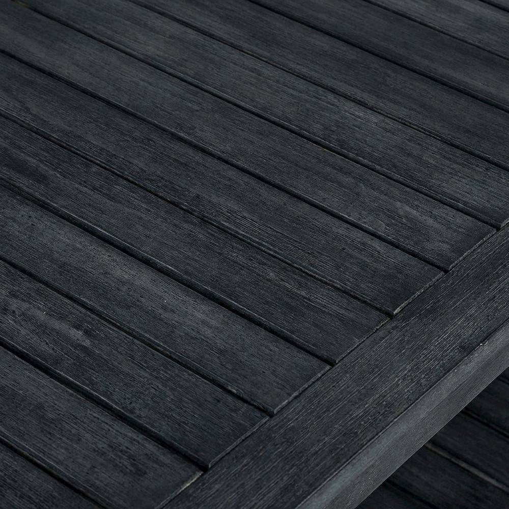 Dark Slate Grey Outdoor Coffee Table with Stain Finish and Steel Accents