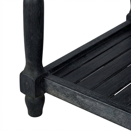 Dark Slate Grey Outdoor Coffee Table with Stain Finish and Steel Accents