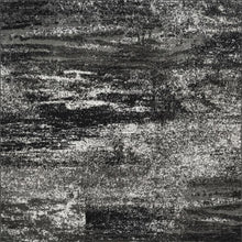 Silver / Black Area Rug with Power Loomed Polypropylene Pile, Square Shape