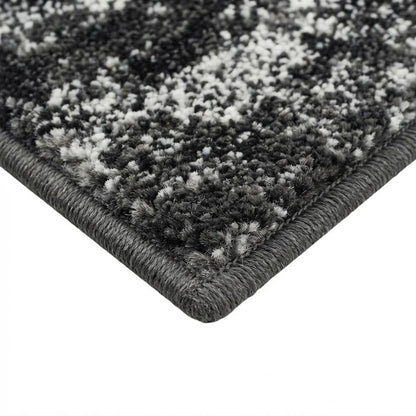 Silver / Black Area Rug with Power Loomed Polypropylene Pile, Square Shape