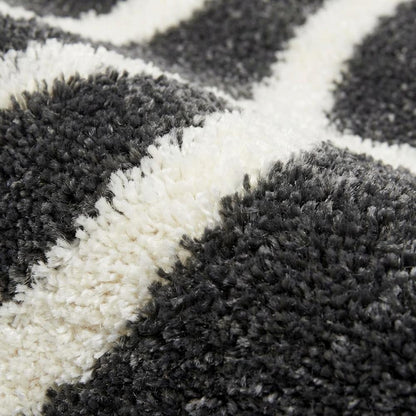 Charcoal and Ivory Area Rug, Power Loomed Polypropylene Pile, Small Rectangle