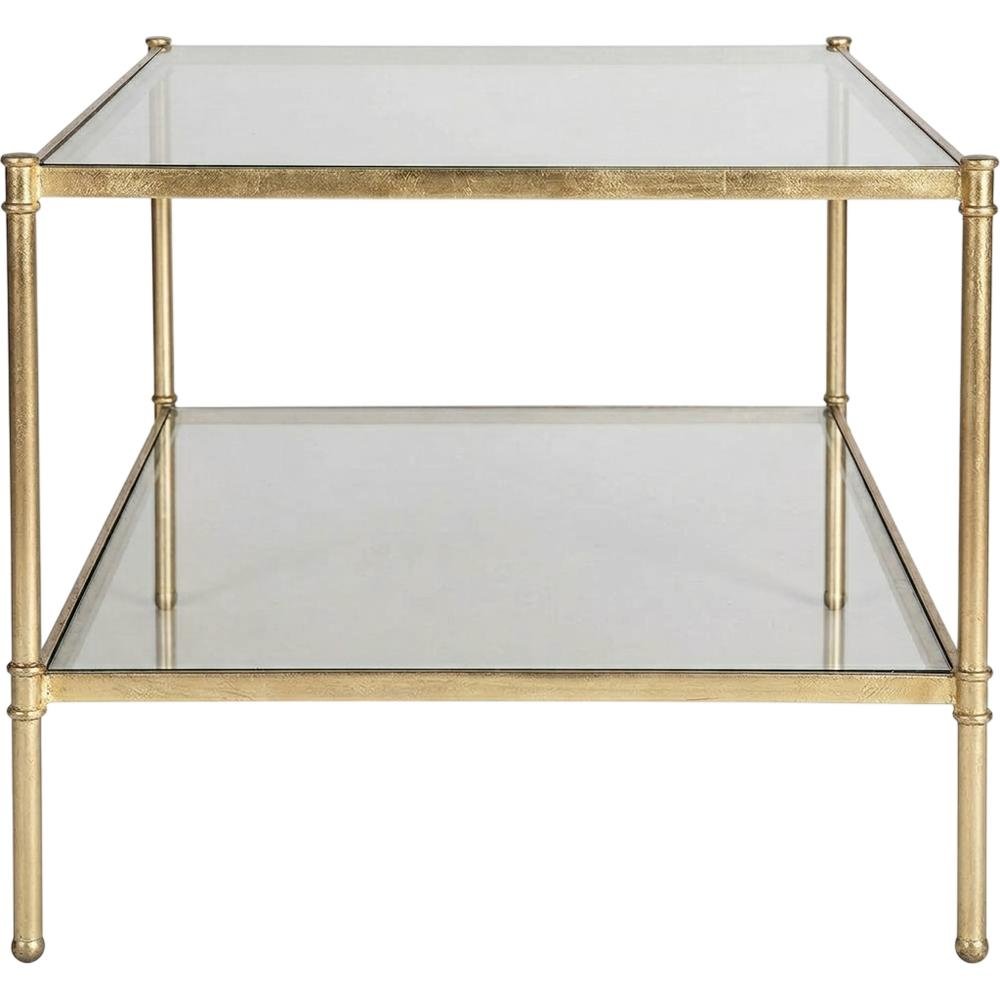 Antique Gold Metal Coffee Table with Shelf and Iron Frame