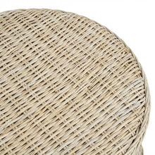 Round Rattan Coffee Table Ottoman with Mango Wood Frame