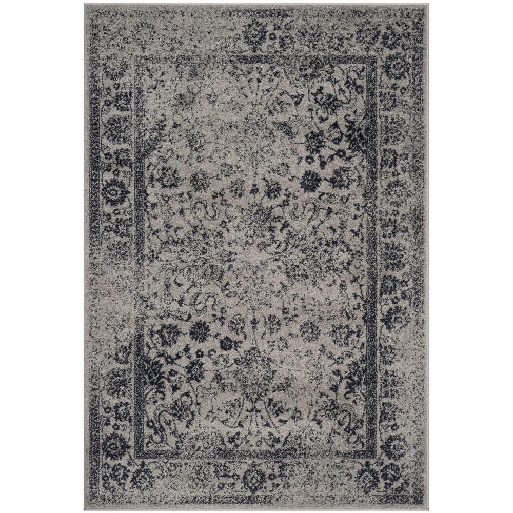 Adirondack, GREY / NAVY, 6' X 6' Square, Area Rug