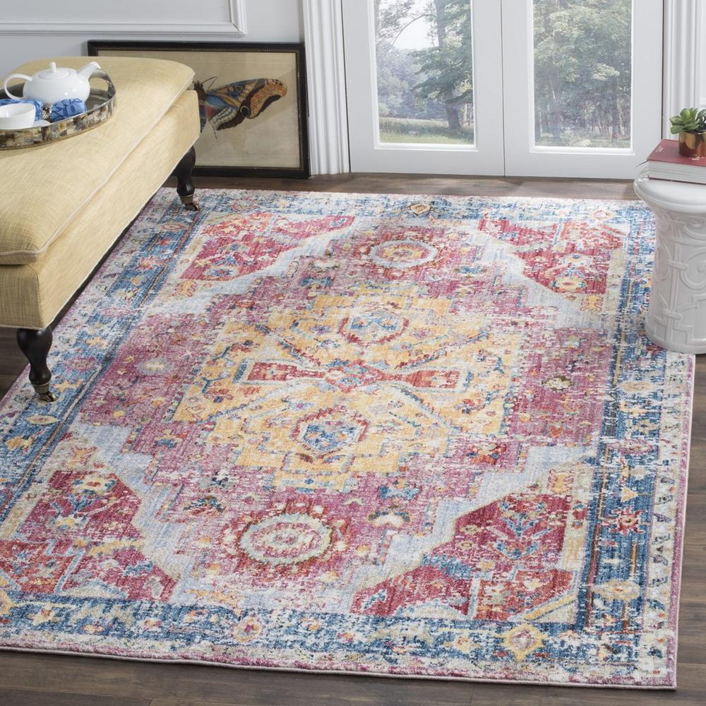 BRISTOL, RED / BLUE, 6' X 9', Area Rug