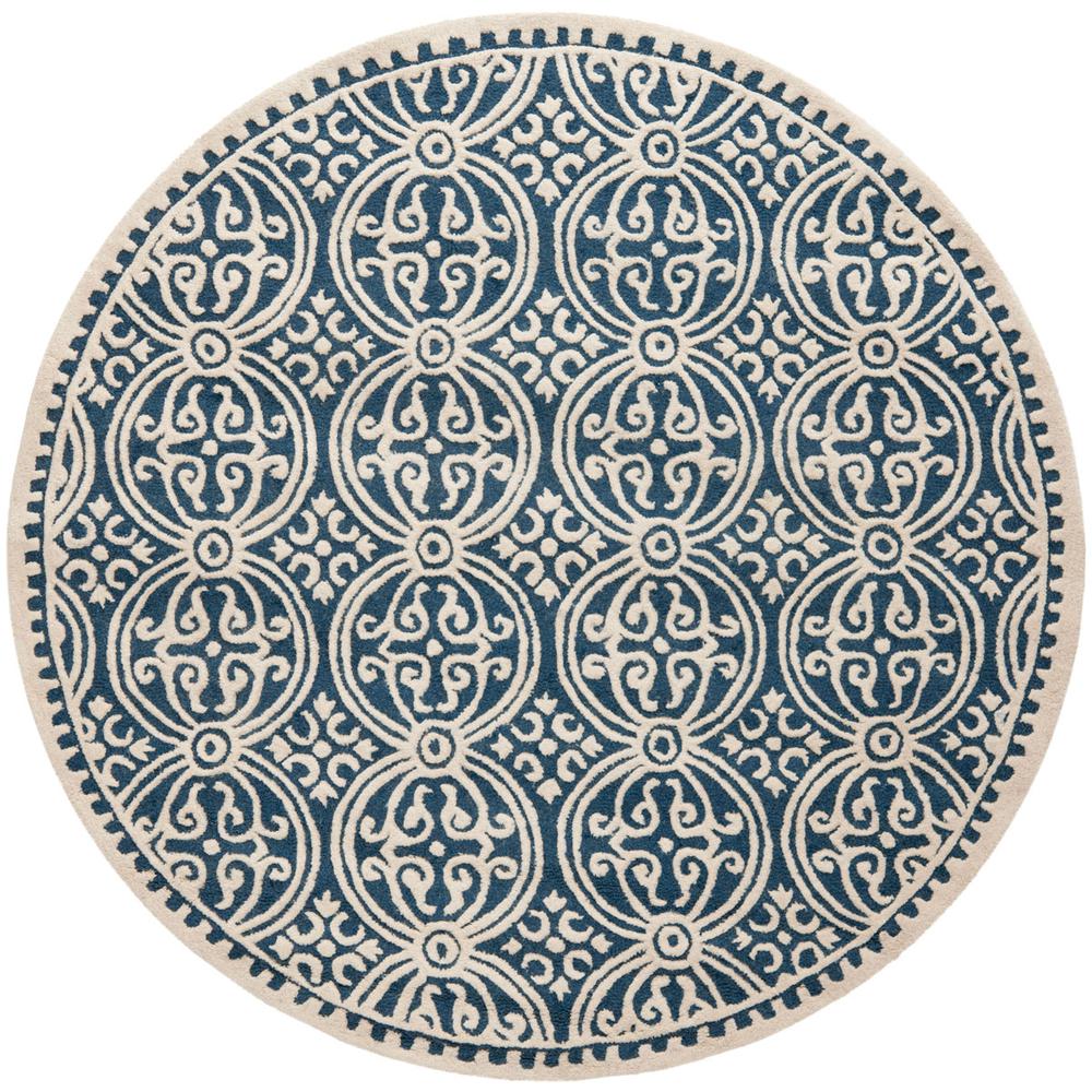 CAMBRIDGE, NAVY BLUE / IVORY, 8' X 8' Round, Area Rug, CAM123G-8R